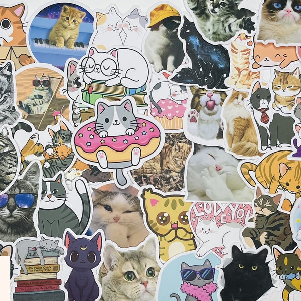 10-50 Pcs Cat Stickers, Vinyl Stickers, Random pack, FREE Shipping laptop stickers, Anime Sticker, waterproof, Hydro flask, party Favor