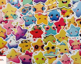 Kawaii Star Stickers: Waterproof Galaxy Decals for Laptop, Water Bottle