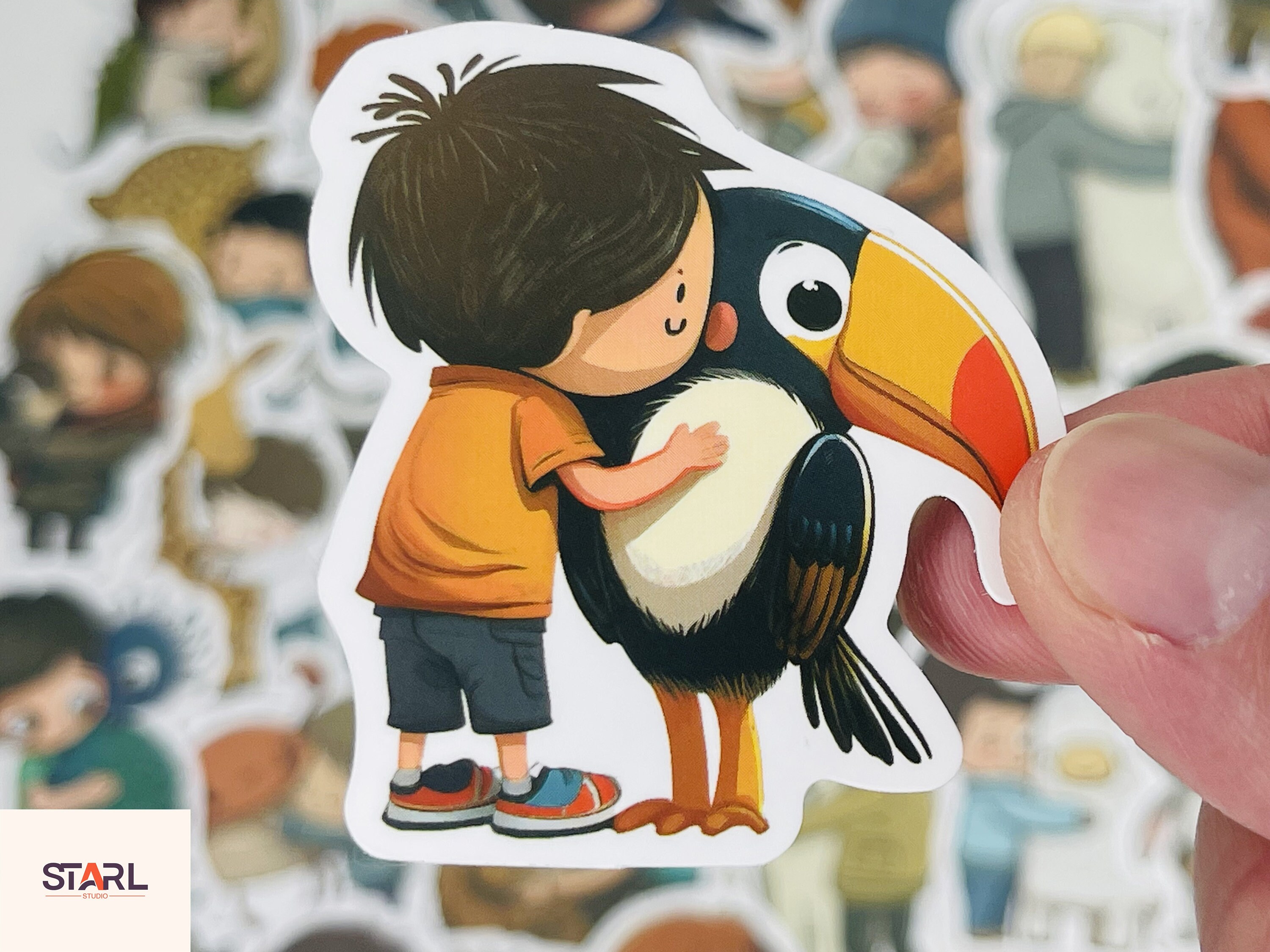 Hug Sticker Custom Animal Hug Stickers Pack, Cute Kids With Animals Cartoon Art ...