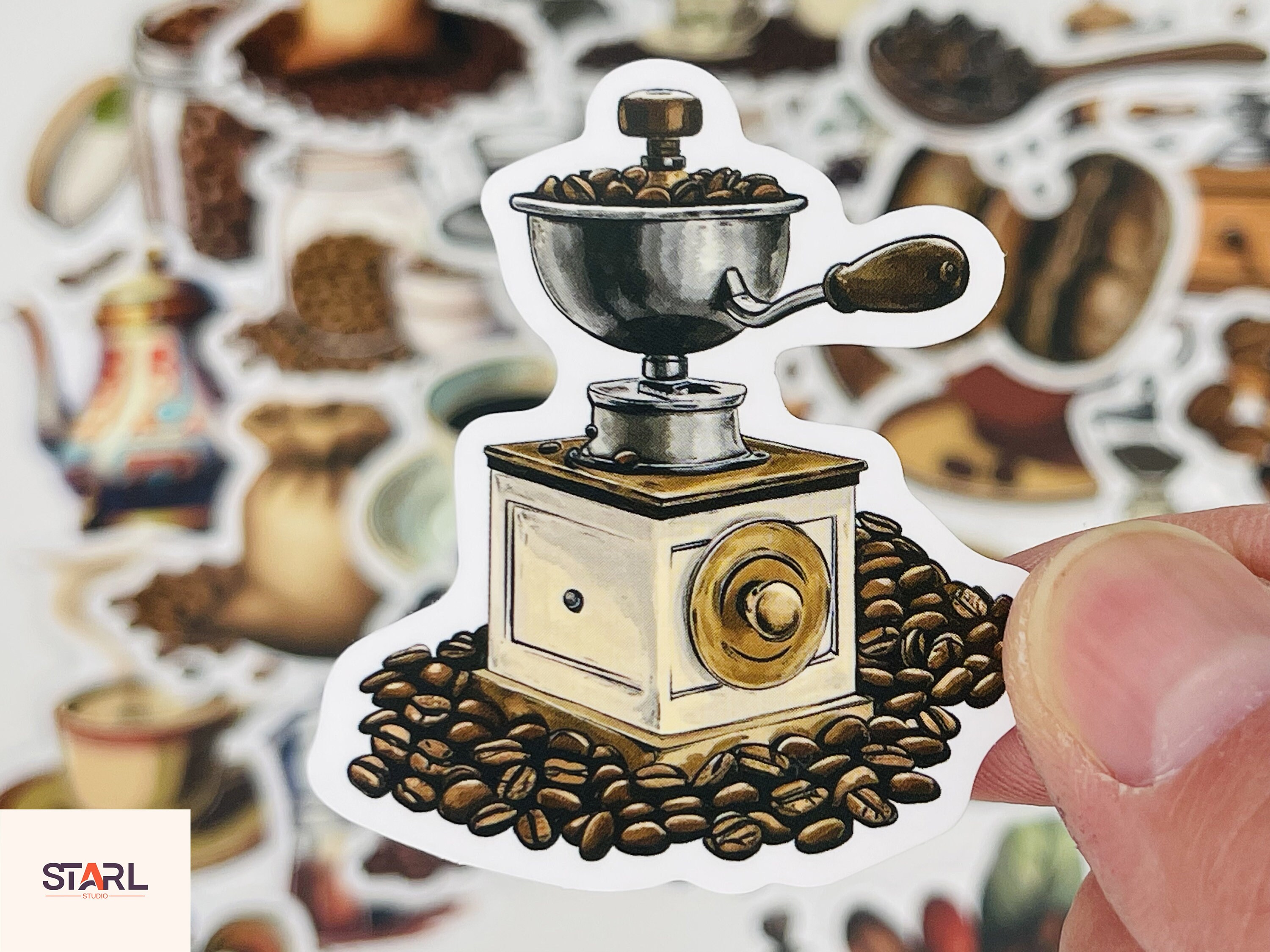 Vintage Coffee Stickers Pack, Retro Espresso & Coffee Bean Art ...