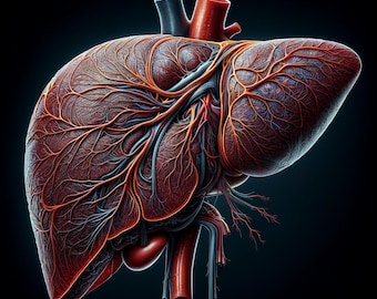 Human Liver Anatomy Art: Hyperrealistic Hepatic Print (Digital Download)
