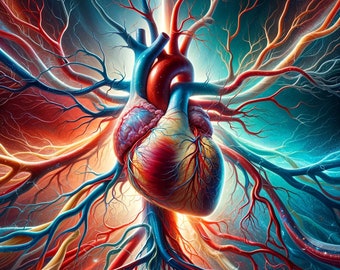 Heart Illustration: Cardiovascular System Art (PNG Digital Download)