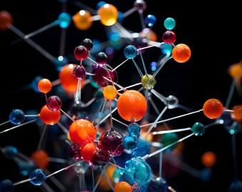 Colorful Molecular Structure Print: Chemistry Art (PNG Download)