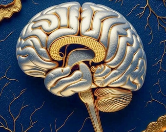 The Gilded Brain — Luxury Gold and Silver Neuroanatomy Art