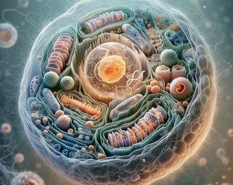 Cell Art Print: Microscopic Biology Painting (Digital Download)