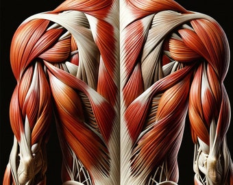 Muscular Anatomy Art: Hyperrealistic Muscle System Print (PNG Digital Download)
