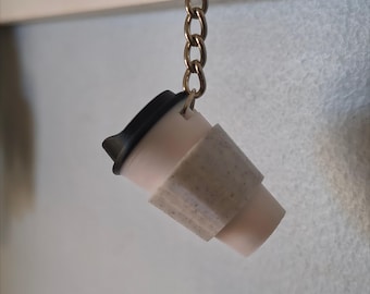 3D Printed Coffee Cup Keychain | Eco-Friendly PLA Keyring