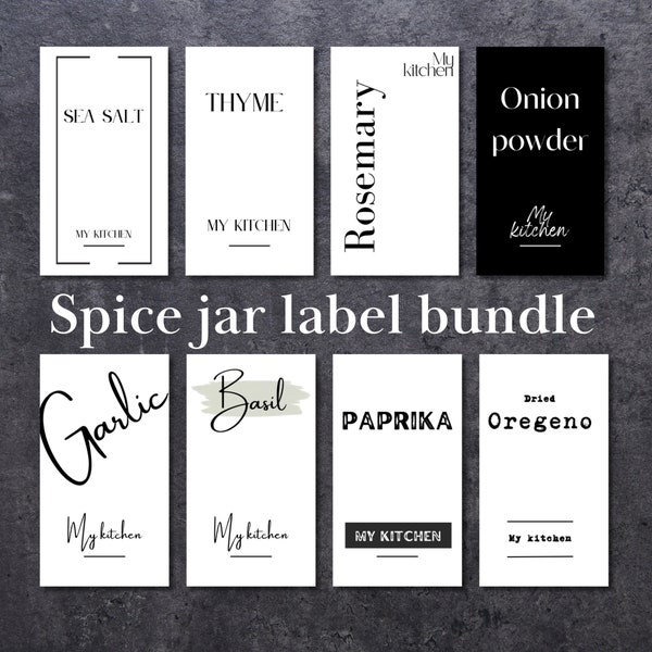 Spice jar labels, pantry jar labels, kitchen spice labels, label bundle, personal gift for family and friends, minimalist pantry label