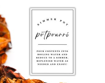 Simmer Pot Potpourri Label, Custom Template (Digital Download)