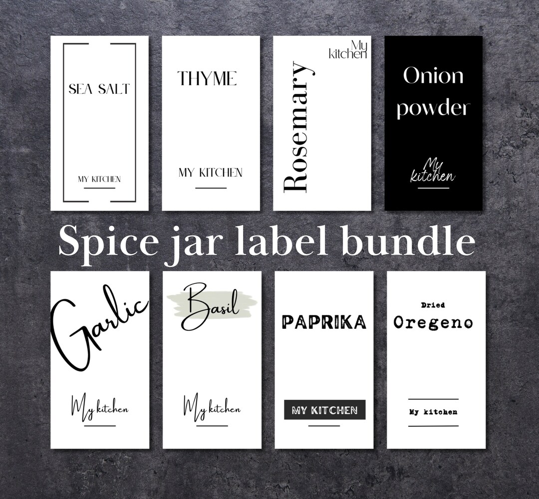 Spice Jar Labels, Pantry Jar Labels, Kitchen Spice Labels, Label Bundle