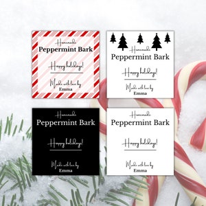 Pfefferminzrinde Etikett, Weihnachtsetiketten Vorlage, Selbstgemachtes Etikett, Geschenkaufkleber, persönliches Geschenk Familie, persönliches Geschenk Familie