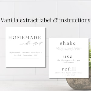 Vanilla extract editable labels, homemade vanilla extract labels, pantry jar label, minimalist jar label, personal labels, custom labels