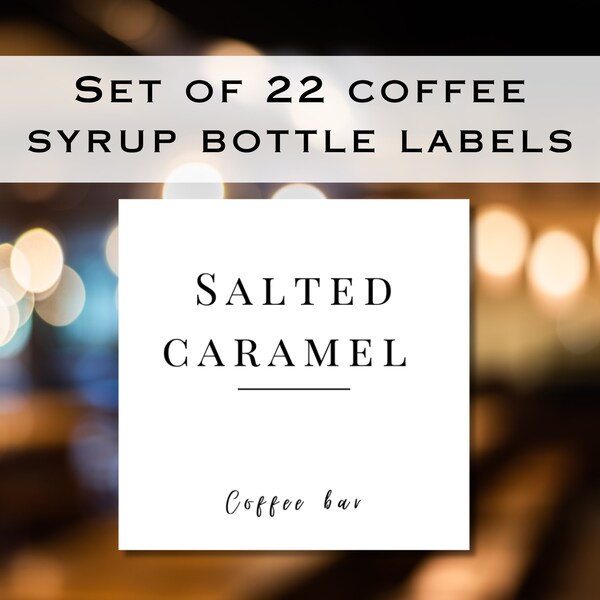 coffee syrup bottle labels, personal bottle label, coffee bar organization, printable-modern-set, syrup label, minimalistic label, editable