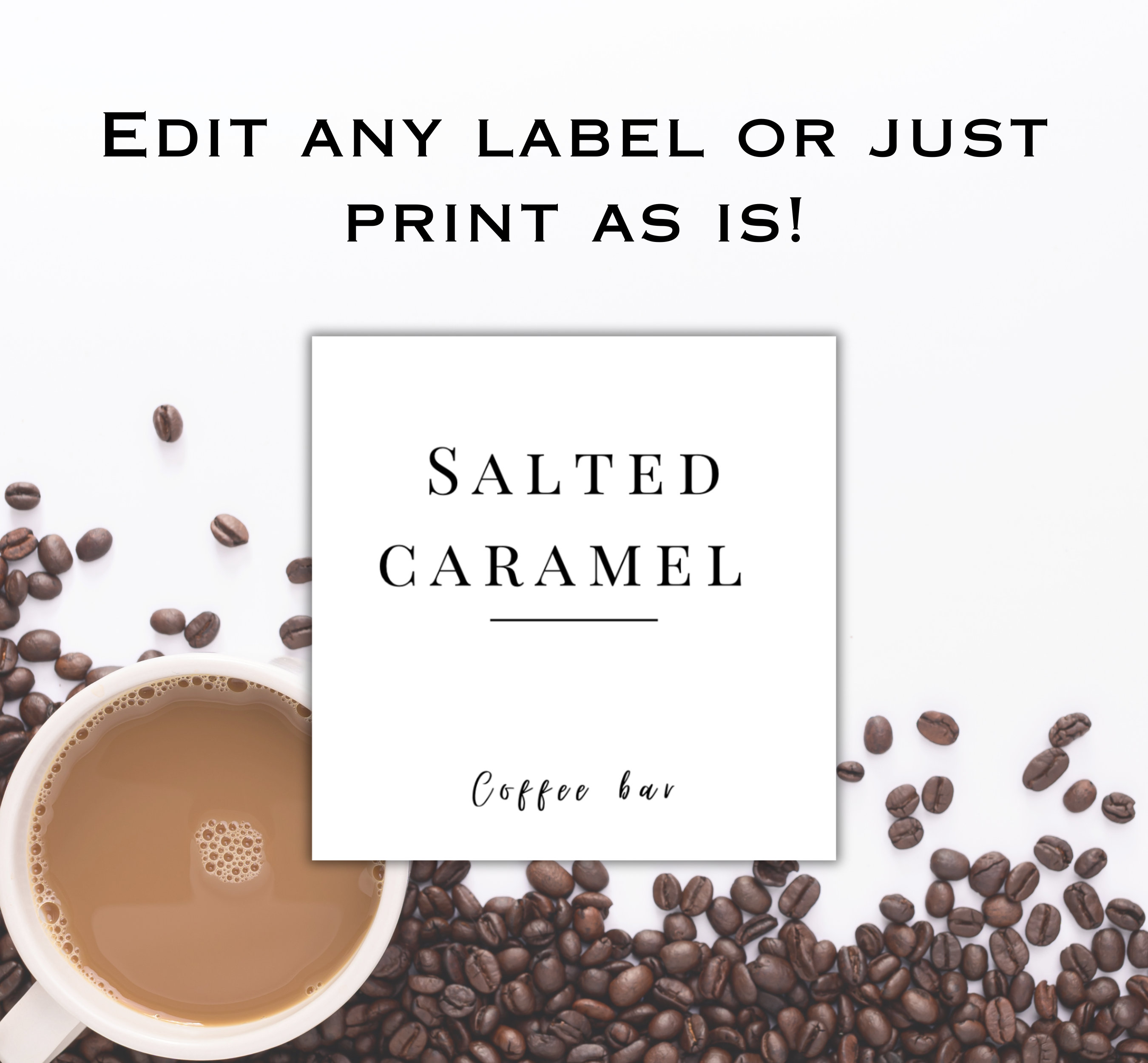 Coffee Syrup Bottle Labels, Personal Bottle Label, Coffee Bar