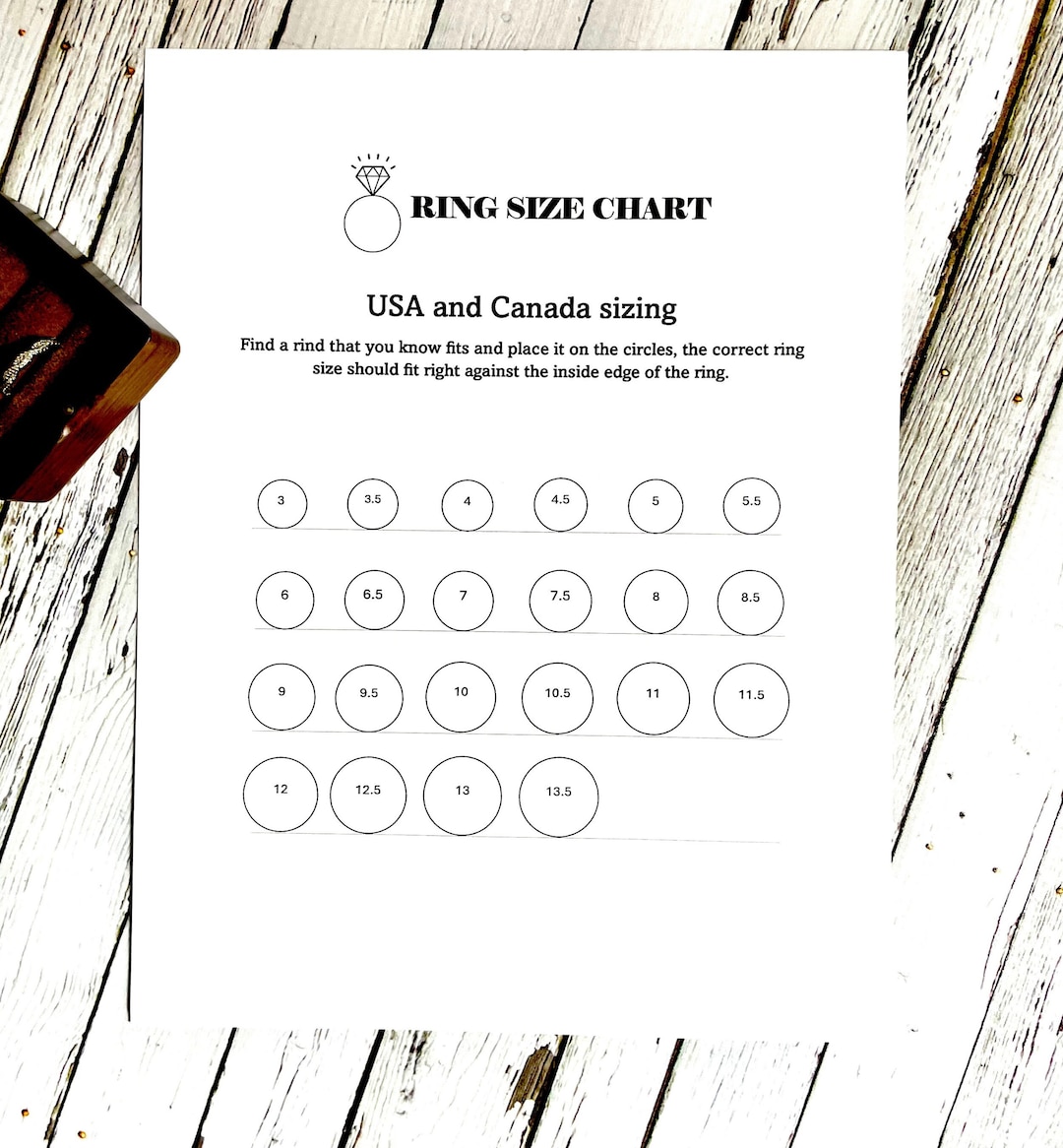 Printable Ring Sizer, Ring Sizing Chart, Ring Size Finder, Find Your