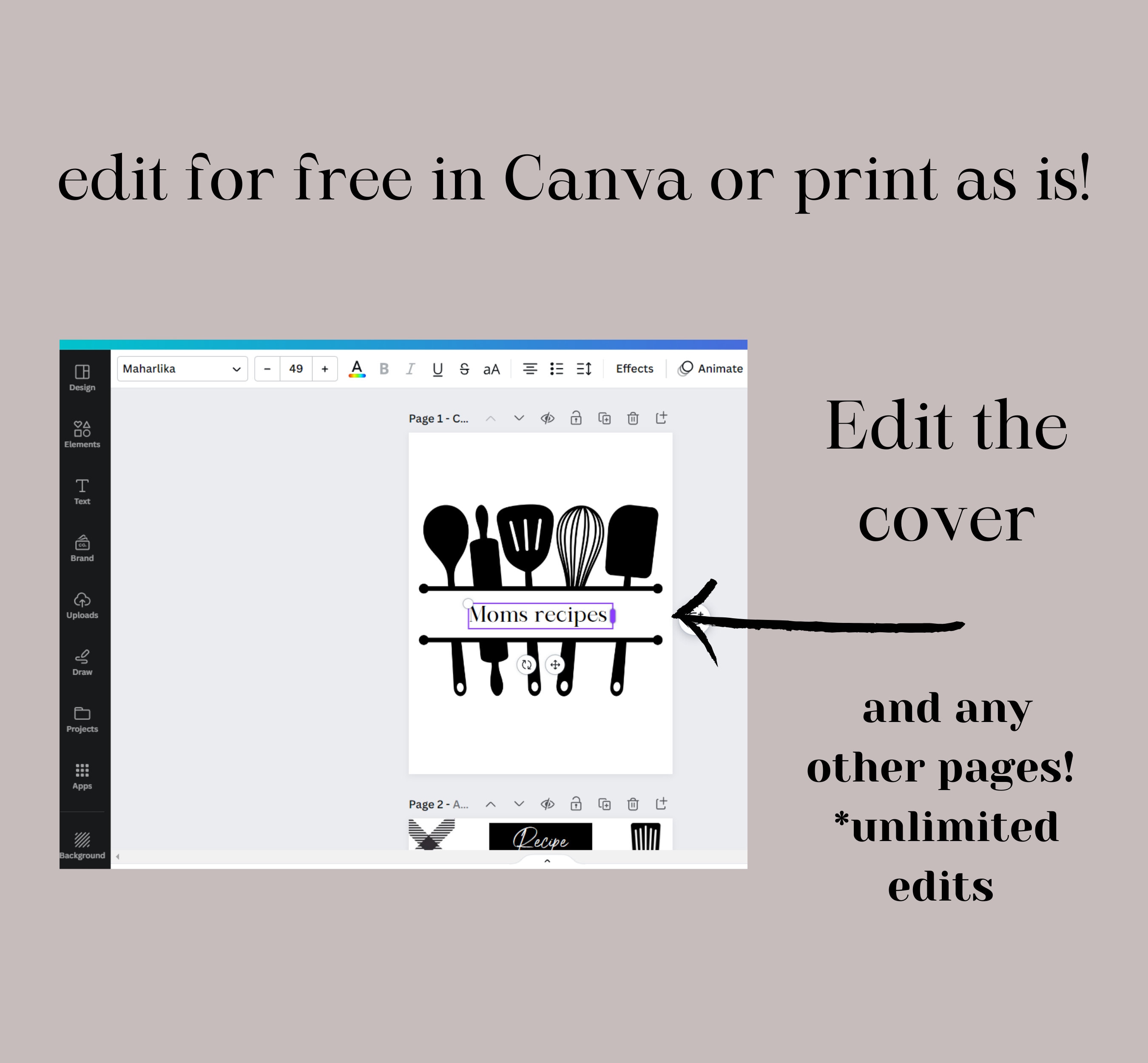 Printable Custom Recipe Book, Personal Cookbook, Custom Cookbook Gift ...