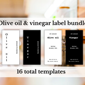 Oil and Vinegar Custom Labels, Minimalist Oil Label, Oil-vinegar Bottle ...