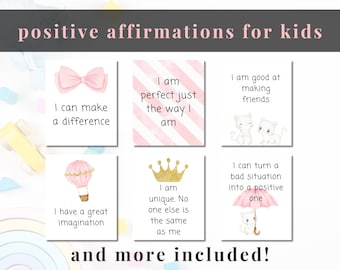 Positive Affirmation Cards for Girls, Kids Daily Affirmations (Digital Download)