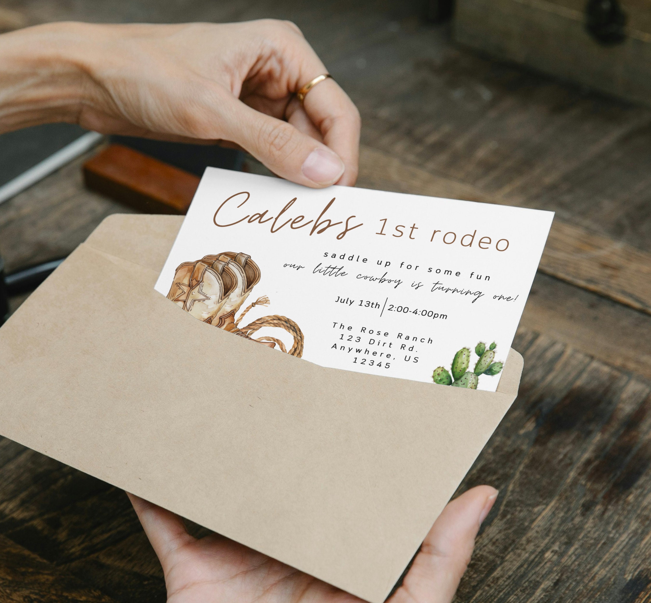 First Rodeo Birthday Invitation With Free Matching Gift, Western-first ...