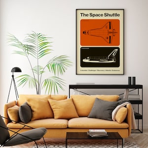 Space Shuttle Discovery Diagram Poster – Vintage NASA Illustration ...