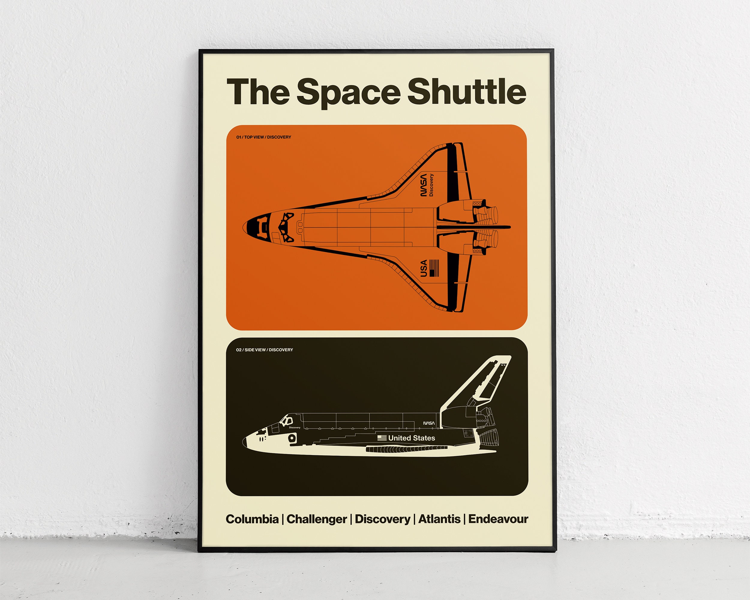 Space Shuttle Discovery Diagram Poster – Vintage NASA Illustration ...