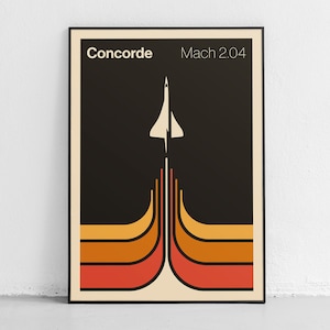 Supersonic 2.04 Print, modernes minimalistisches Poster der ikonischen Luftfahrt, zeitgenössisches minimalistisches Kunstwerk des Hochgeschwindigkeitsfluges