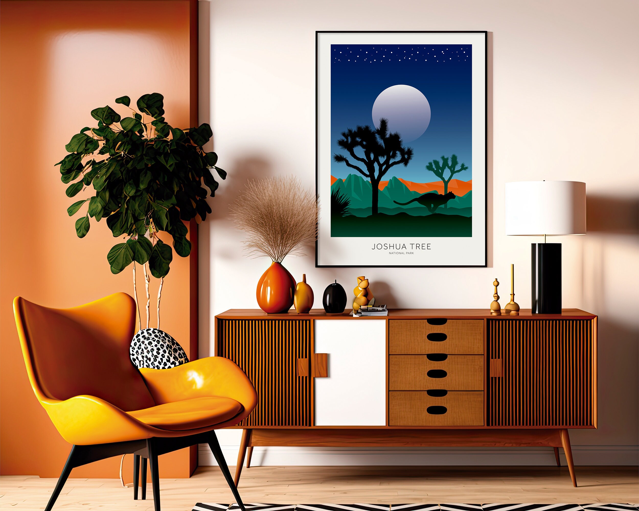 Abstract Joshua Tree Joshua Tree Print, Mid-century Travel Poster, Abstract Travel Poster ...