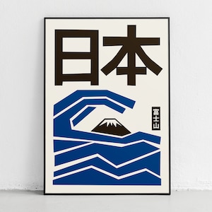 Stampa "L'onda blu", "La grande onda giapponese", poster del Monte Fuji, arte murale giapponese, poster giapponese "La grande onda", ispirato a Hokusai, arte delle onde