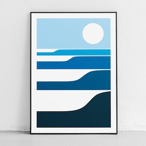 Sunrise Waves Poster, Surf Poster, Sunlit Breaking Waves Print, Summer Decor Poster, Modern Minimalist Print, Surf Inspiration Print