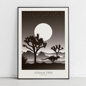 Joshua Tree Print, Black and White Print, Mid-Century Travel Poster, Abstract Travel Poster, National Park Poster, Minimalist Art Print