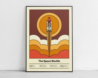 Space Shuttle Print, Rocket Poster, Rocket Wall Art, Outer Space Art Print, Solar System Poster, Spaceship Print, Spacecraft Print