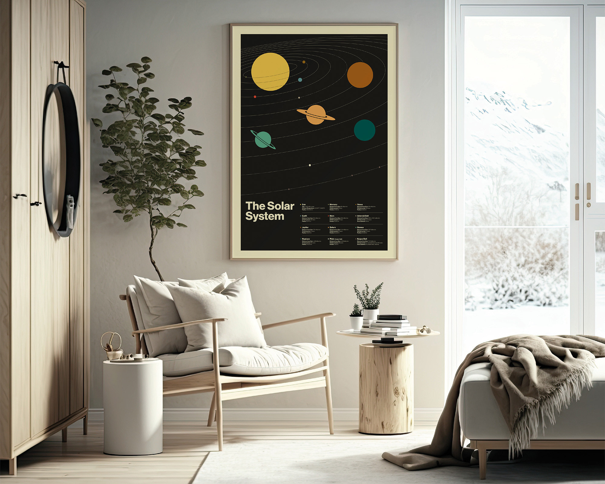 Retro Solar System Poster: a Minimalist and Modern Print Capturing the ...