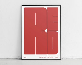 Red Print, Modern Minimalist Wall Art, Red Poster, Aesthetic, Red Poster Design, Lettering Poster, Mid-Century Modern Style, Premium Print