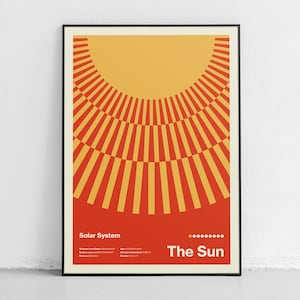 Stampa Solar Radiance, un poster minimalista del Sole, stampa artistica, poster del sistema solare