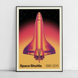 Stampa dello Space Shuttle, un poster pop art raffigurante un elegante razzo spaziale, decorazione per la cameretta dei bambini, stile vintage, regalo perfetto