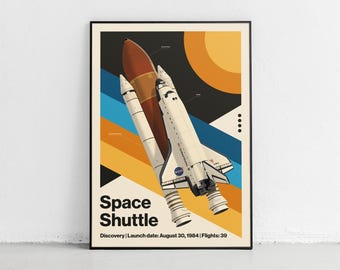 スペースシャトル ディスカバリー号の設計図ポスター – NASA 立面図