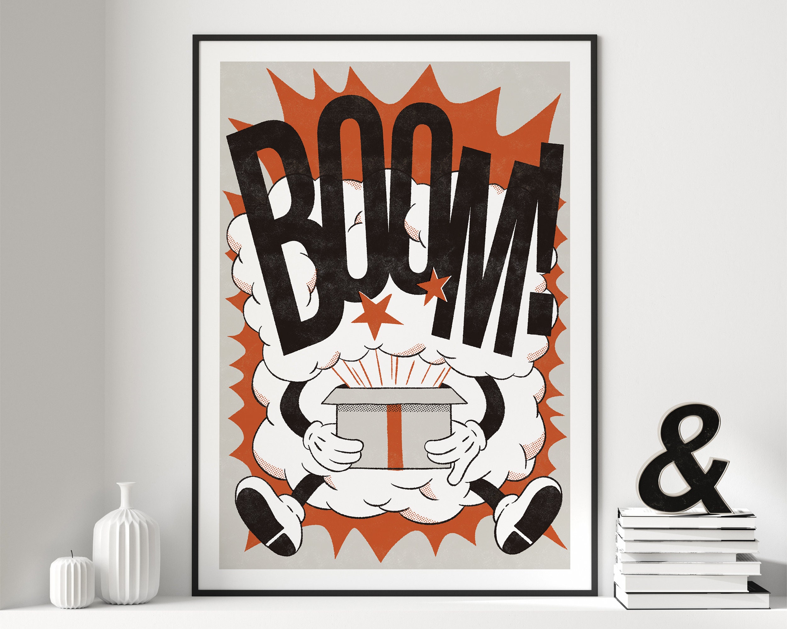 Explosion Decor Boom! Cartoon Explosion Art Print: Fun Retro Pop Art Poster, Eye ...