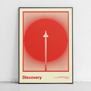 Poster della Discovery, opera d'arte moderna e vibrante con lo Space Shuttle, poster colorato per gli appassionati dello spazio, stampa raffigurante l'esplorazione spaziale