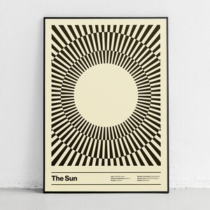 Impresión Sunrise Serenity, póster solar minimalista y moderno, perfecto para amantes de la astronomía y el espacio, decoración de pared cósmica audaz para el hogar o la oficina.