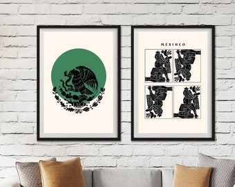 Mexico Poster Set Of 2 Retro Mexican Posters Spanish Wall Art Mexico Wall Art Minimalist Mexican Wall Art Mexican Pride Viva Mexico Latinx