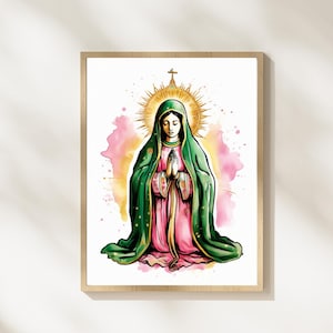 Virgen de Guadalupe Mexican Wall Art Print Catholic Print Virgin Mary Art Our Lady Of Guadalupe Mexico Poster Print Virgin Mary Print