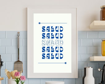 Salud Bar Cart Print Cheers Print Bar Cart Decor Bar Cart Art Spanish Wall Art Retro Bar Cart Poster Mexican Wall Art Salud Art Print Cheers