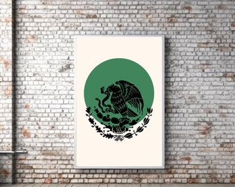 Mexico Poster Mexican Coat Of Arms Viva Mexico Mexican Pride Mexican Minimalist Art Mexican Wall Art Latina Wall Art Retro Mexican Poster