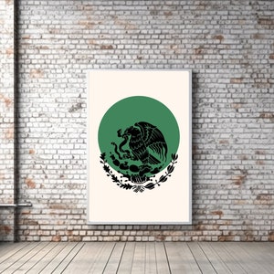 Mexico Poster Mexican Coat Of Arms Viva Mexico Mexican Pride Mexican Minimalist Art Mexican Wall Art Latina Wall Art Retro Mexican Poster