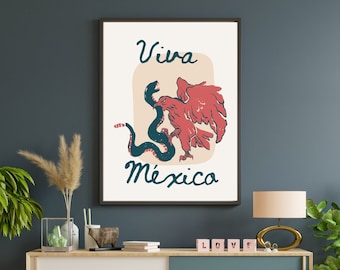 Mexico Poster Viva Mexico Travel Poster Mexican Pride Spanish Wall Art Mexico Wall Art Mexico Art Print Mexican Eagle Mexico Wall Decor