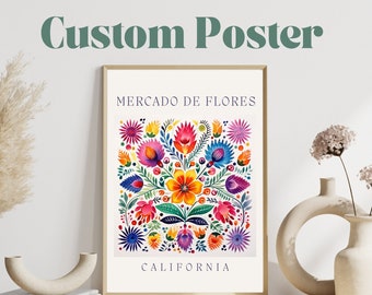 Flower Market Download Custom Flower Market Poster Flower Market Wall Art Personalized Flower Market Art Mexico Colorful Travel Poster