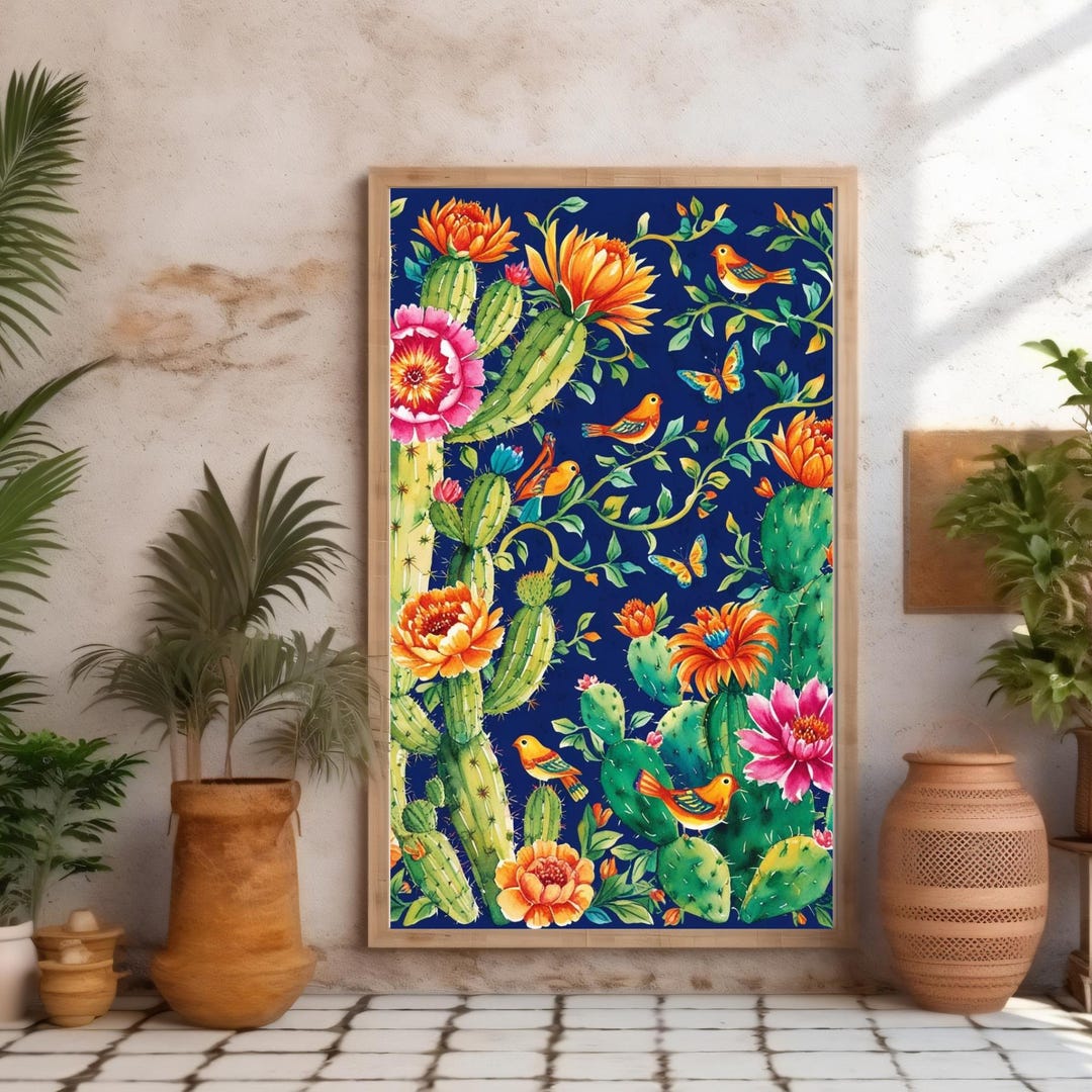 Colorful Mexican Art Cacti Wall Art Boho Mexican Art Mexican Folk Art ...
