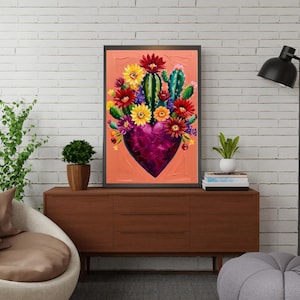Art mexicain bohème, art mural coloré mexicain, impression d'art numérique mexicaine, affiche d'art mexicaine, impression d'art murale florale colorée, affiche d'art mexicaine
