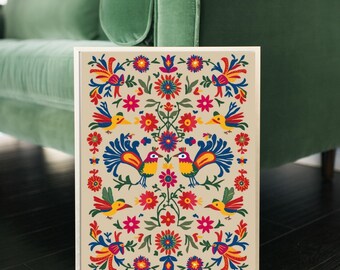 Arte popular mexicano Arte boho mexicano Impresiones de arte mural mexicano Póster de arte popular Póster de pared de México Descarga digital Arte México Arte floral de México