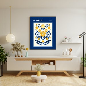 The Garden Poster Mexico Travel Poster Mexico Poster Floral Folk Art Folk Art Download Spanish Wall Art Latina Wall Art Flower Market